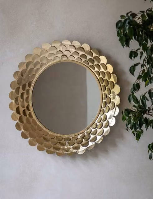 Gallery Direct Windsor Large Round Metal Wall Mirror in Gold