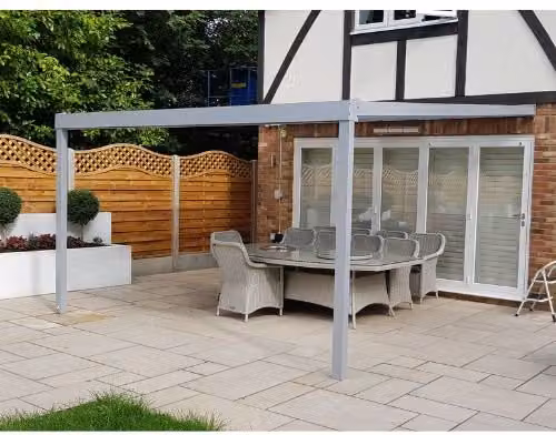 Milwood Group Simplicity Xtra Aluminium Lean-to Pergola Veranda in Grey, W/D/H: 250 x 200 x 200 cm