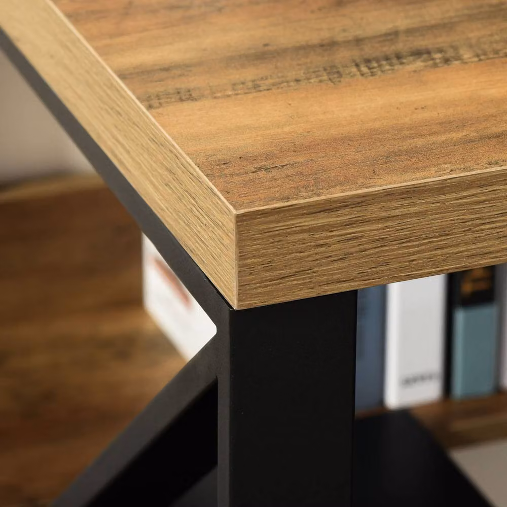 Wyld Haus Filudi Writing Desk in Black and Brown Wood Effect with Storage Shelf, W: 120 cm, D: 60 cm, H: 76 cm – 8
