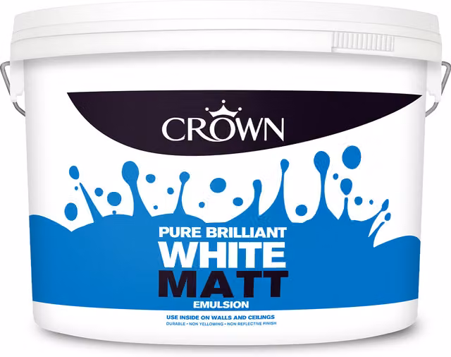 Crown Matt Emulsion Water Based Dispersion in White, 10 Litre – 1