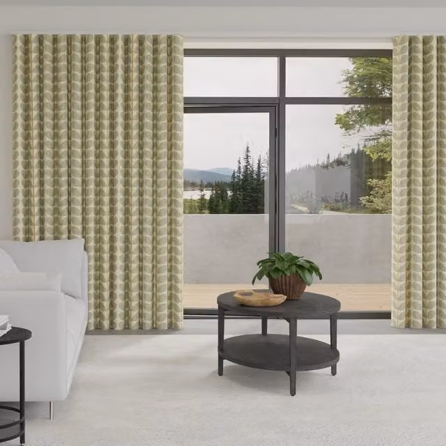 Orla Kiely Two Colour Stem Made to Measure Wave Blackout Cotton Curtains in Grey and Beige