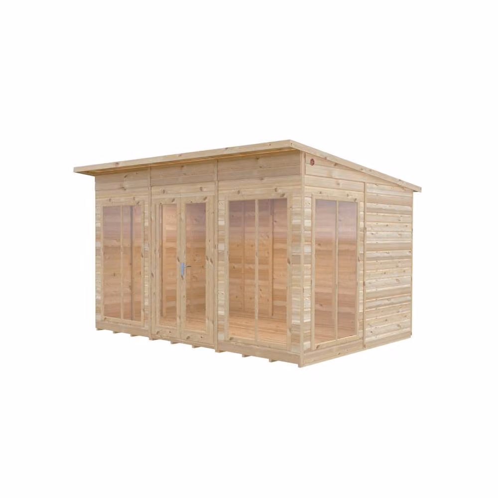 Shires Lela 12x8 Wood Summerhouse in Light Brown, W: 357 cm, D: 244.8 cm, H: 227.5 cm – 2