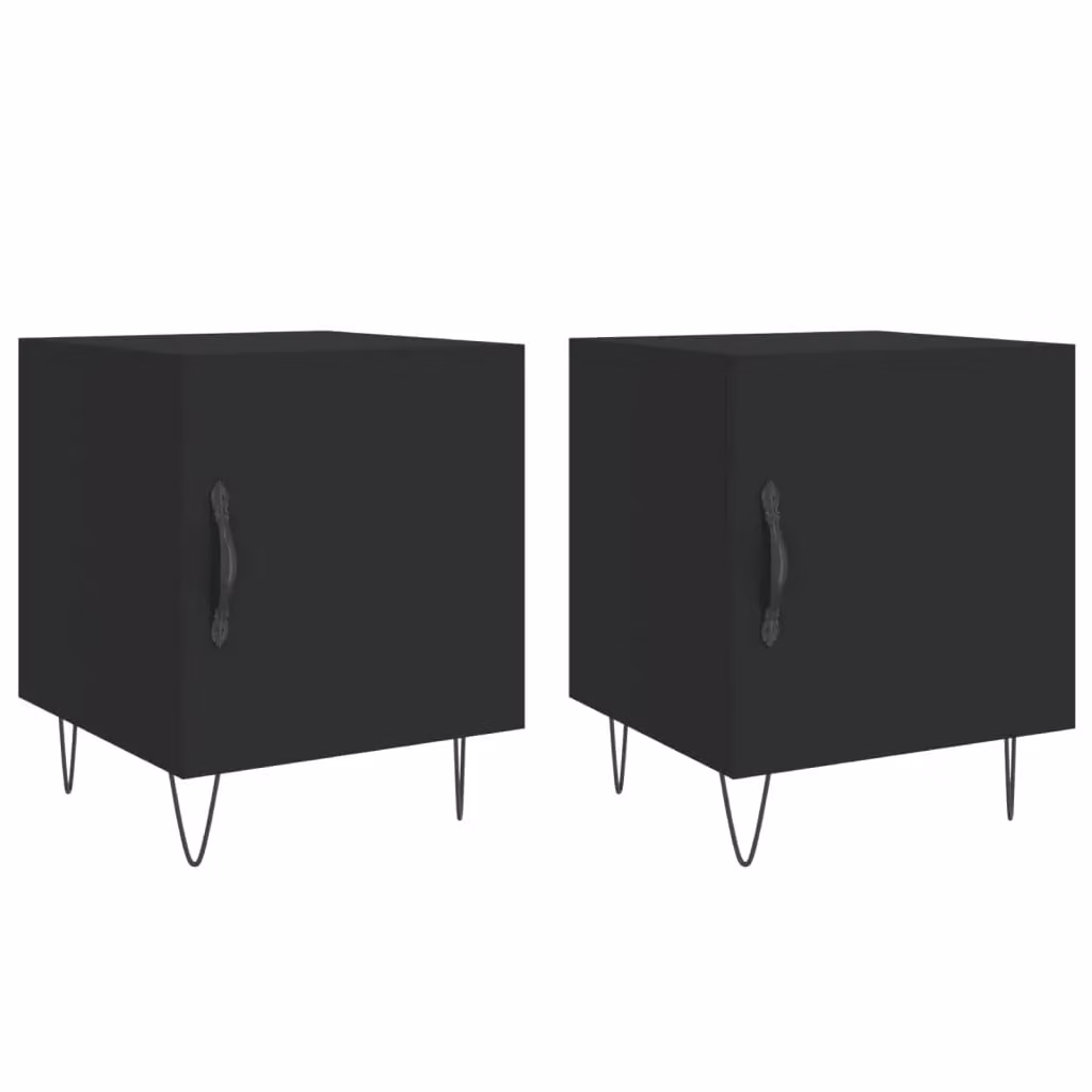 Berkfield Home Set of 2 Modern Black Bedside Cabinets in Engineered Wood, W/D/H: 40 x 40 x 50 cm – 1