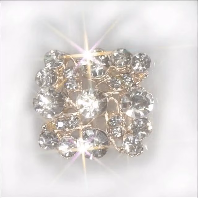 Syntego Pack of 10 Elegant Square Pearl and Diamante Embellishments in Rose Gold