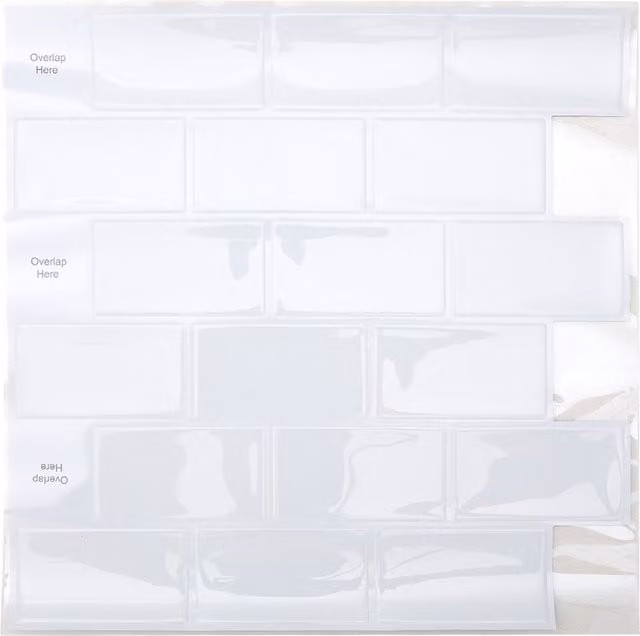 Livingandhome 10-Piece Set of White Abstract Marble Effect Adhesive Tile Stickers