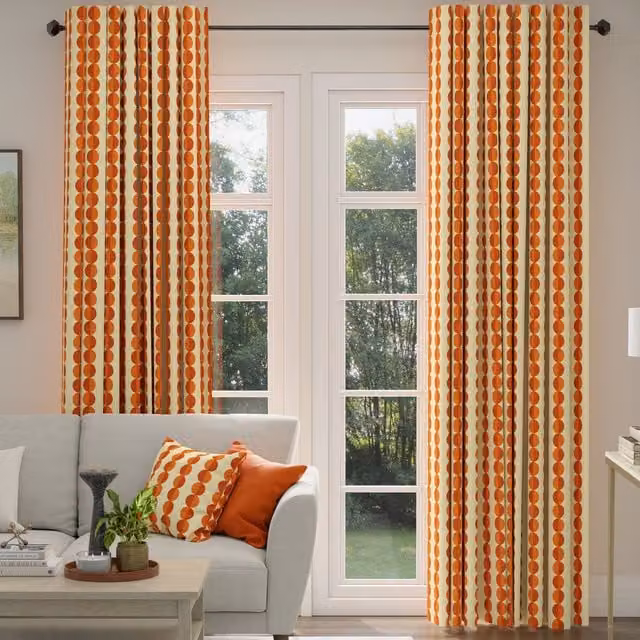 ANTE DECOR Valencia Printed Cotton Made To Measure Blackout Curtains in Burnt Umber