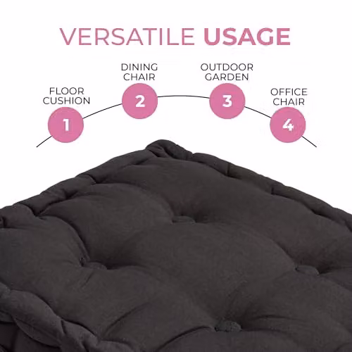 Snug City Adult Chunky Booster Cushion in Black, 100% Cotton, W/D/H: 45 x 45 x 1 cm – 7