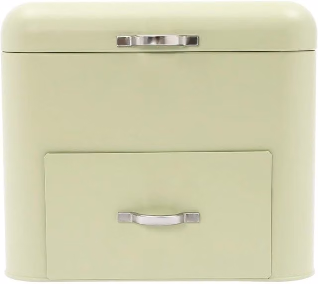 Havendro Electroplated Metal Bread Storage Box in Green, W/D/H: 30.0 x 26.5 x 15.0 cm