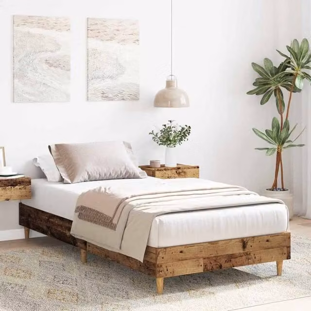 Berkfield Home Durable Rustic Bed Frame in Brown, W/D/H: 90 x 200 cm – 1