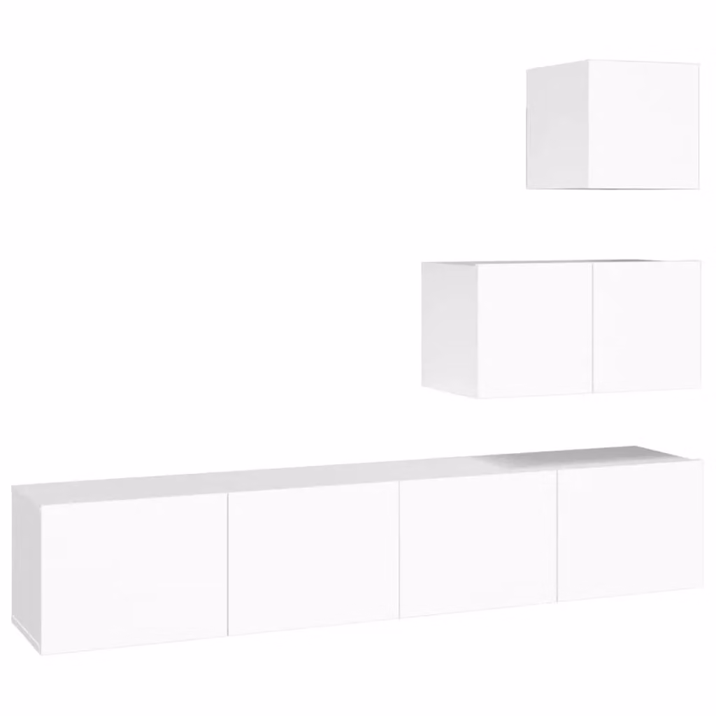 Berkfield Home 4 Piece Modern White Matt TV Cabinet Set in Engineered Wood – 2