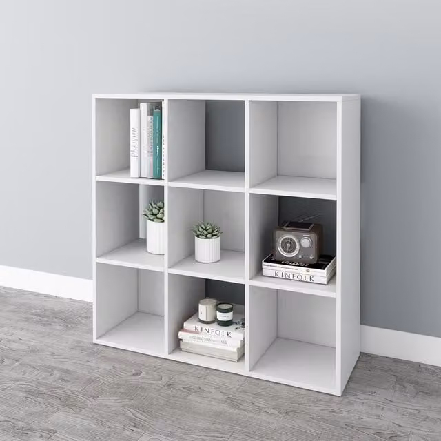 WestWood 3 Tier 9 Cube Modern White Wood Bookshelf
