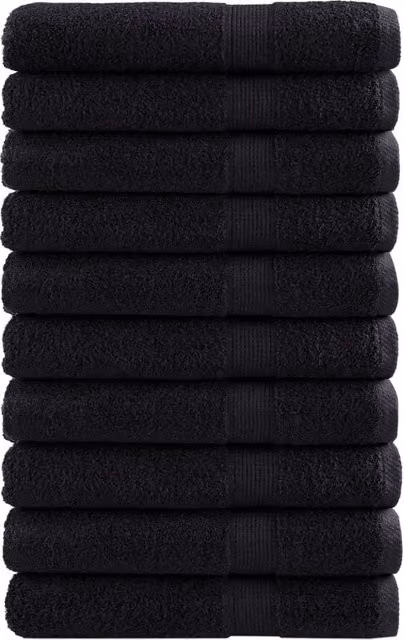 Berkfield Home SOLUND Premium Cotton Terry Towel Set, Black, 10 pcs, W: 100 cm, L: 200 cm, 600 gsm – 1