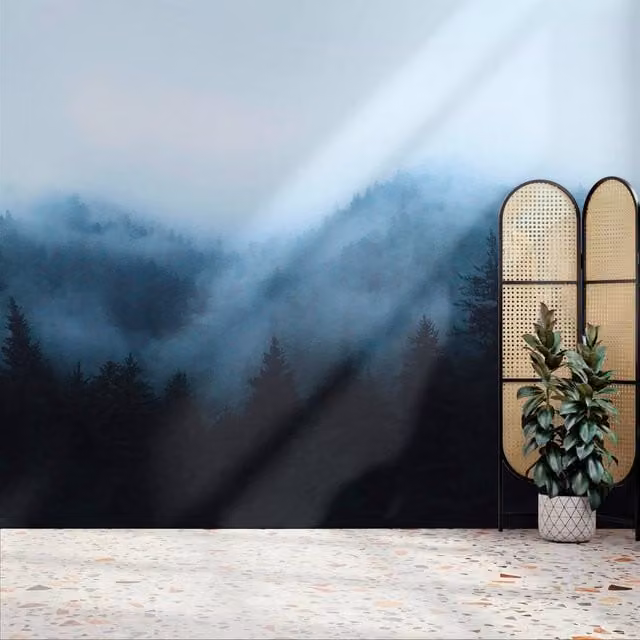 Superfresco Easy Misty Landscape Navy Blue Wall Mural W: 3 m, H: 2.8 m