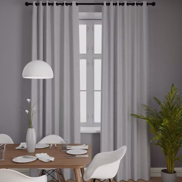 Terrys Silver Grey Made to Measure Blackout Eyelet Fabric Curtain Panel
