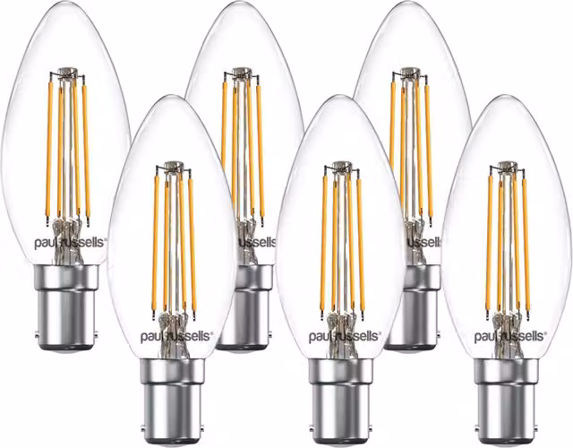 Paul Russells 4.5W LED Filament Candle Bulb, B15, 470lm, Dimmable, 2700K Warm White