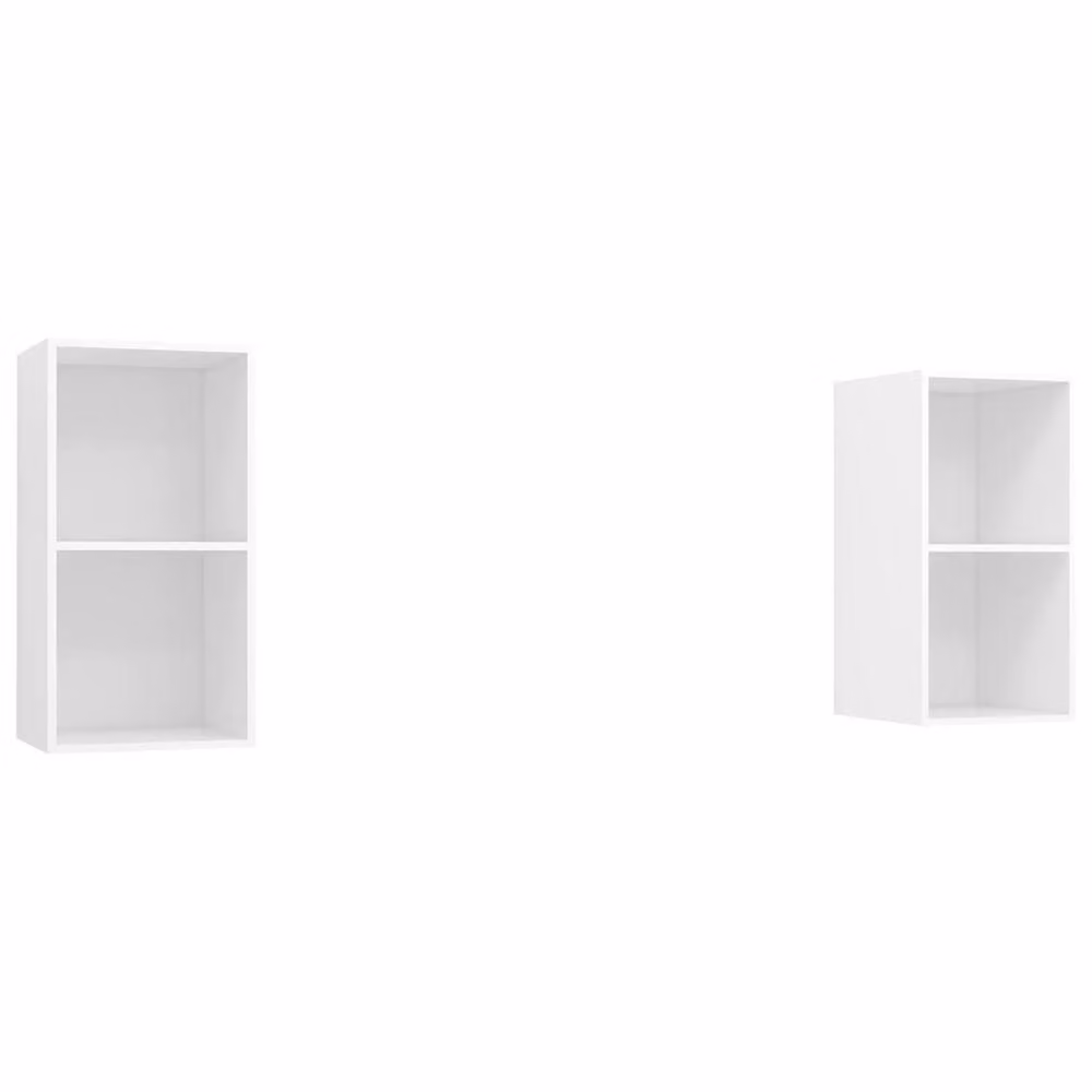 Berkfield Home Set of 2 Practical Wall-mounted TV Cabinets in White Matt MDF, W/D/H: 72 x 37 x 37 cm – 3