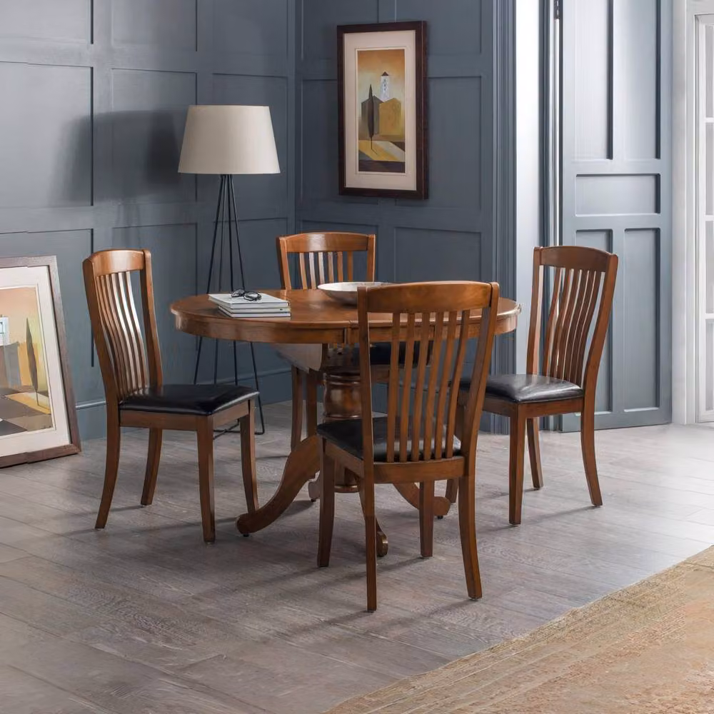 Cheshire Norwick Premium Dining Chairs, Set of 2, Walnut Brown Synthetic Leather and Wood – 4