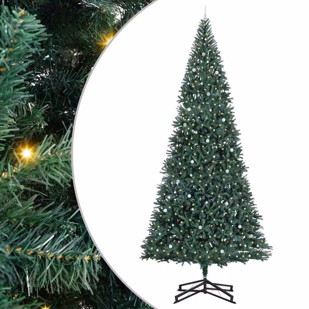Berkfield Home Artificial Pre-lit Christmas Tree with Ball Set, Green, 500 cm – 2