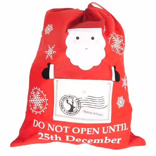Shatchi Red Felt Christmas Sack for Unisex Holiday Gift Giving, W/D/H: 50 x 60 cm – 1