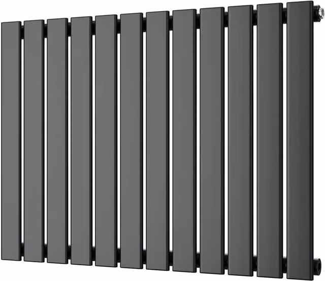 UK Radiators Typhoon Black Flat Tube Horizontal Designer Radiator, W: 81.6 cm, H: 60 cm