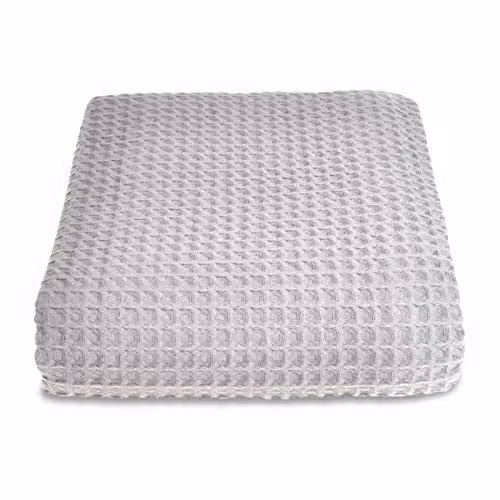 Allure Bath Fashions Waffle Pique Cotton Throw Blanket, Grey, W/D/H: 175 x 225 cm – 1