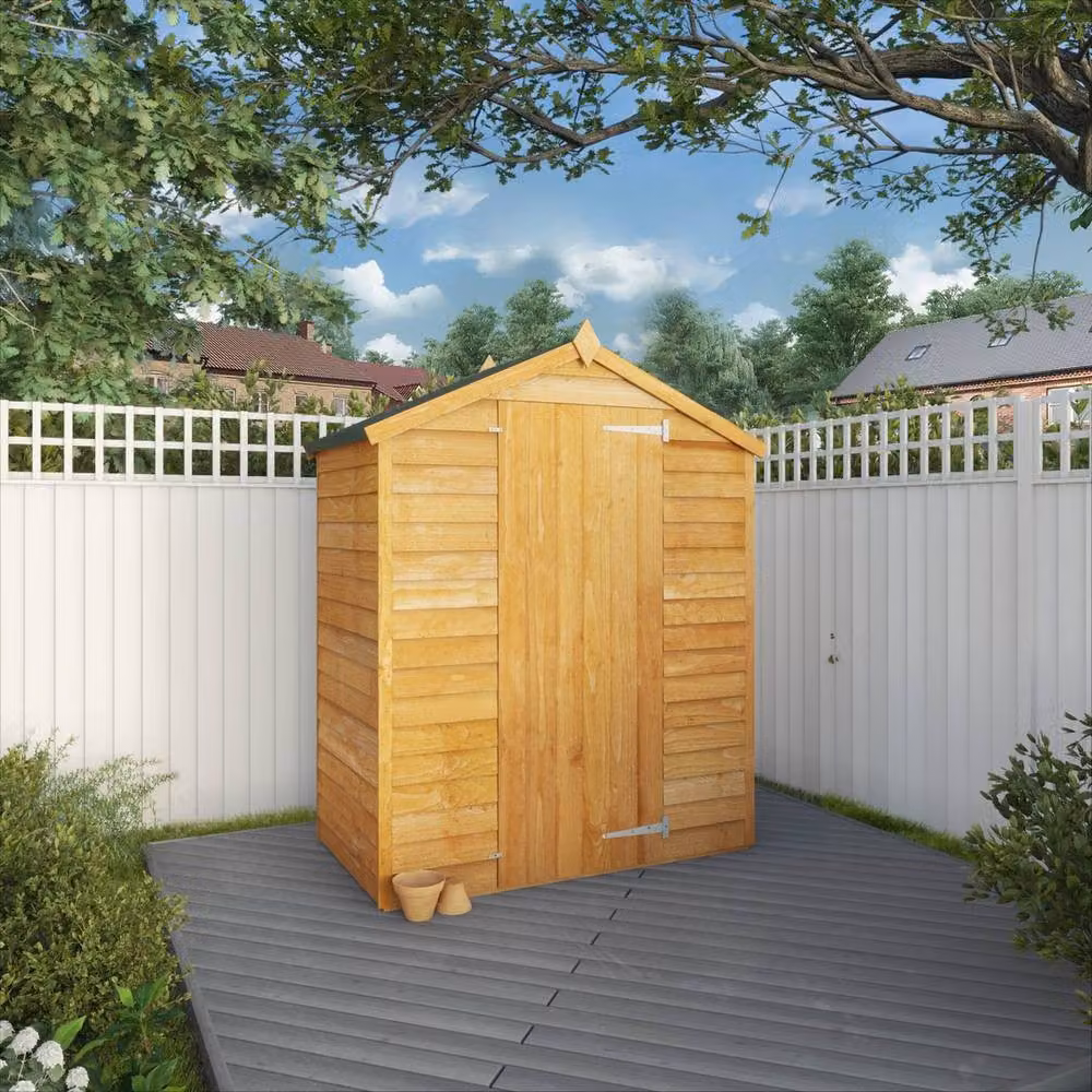 Mercia Brown Overlap Apex Windowless Wooden Shed W160 x D85.9 x H191.9 cm – 2