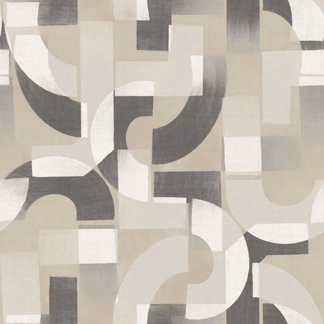 Grandeco Levina Geometric Shapes Textured Wallpaper, Grey Beige – 1