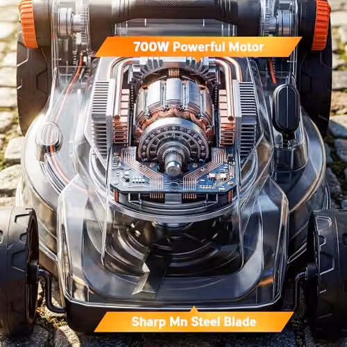 Outsunny 18V Cordless Lawnmower in Grey with 2 x 4Ah Rechargeable Batteries and 34cm Cutting Width – 4