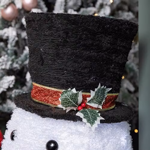 Samuel Alexander Set of 3 White Light up Foldable Cloth Christmas Snowmen with 130 White LEDs, Height: 70 cm – 4