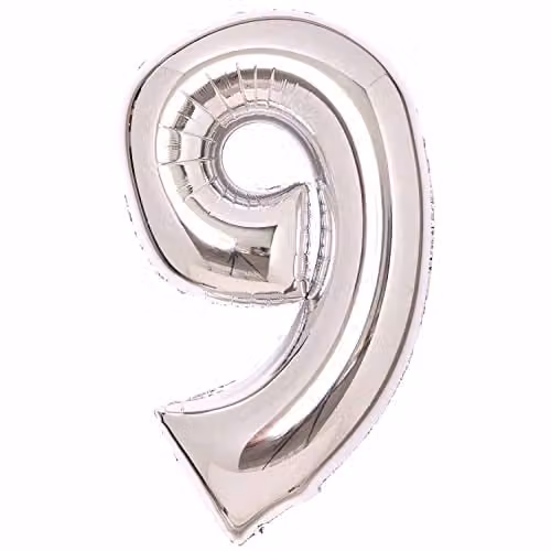 Amscan Silver Number 9 Large Foil Balloon for Birthdays and Anniversaries