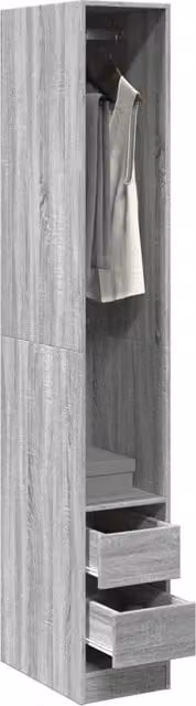 Berkfield Home Sonoma Grey Wardrobe with Internal Drawers, W/D/H: 30 x 50 x 200 cm
