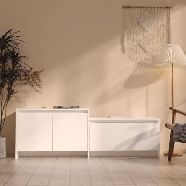 Berkfield Home White MDF TV Cabinet W/D/H: 146.5 x 35 x 50 cm – 1
