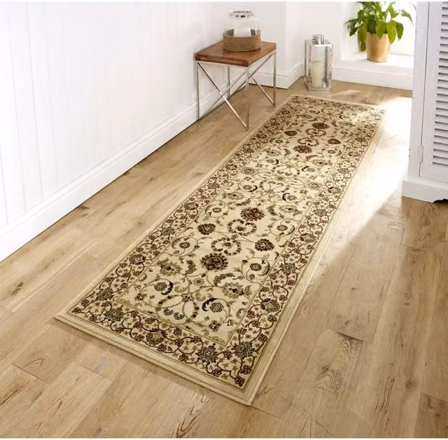 Melrose Interiors Classic Oriental Flat Weave Area Rug in Pink and Beige, W: 68 cm, L: 235 cm