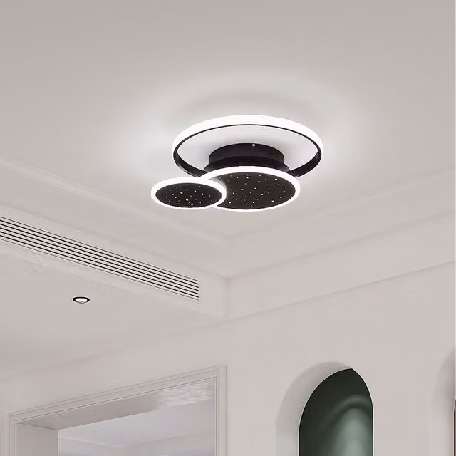 Komore Modern Geometric Multi-Ring LED Ceiling Light in Black