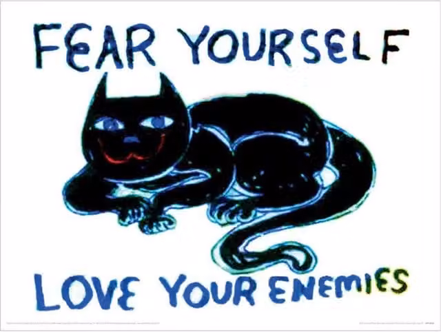 Daniel Johnston Fear Yourself Multicolour Typography Paper Poster in White – 1