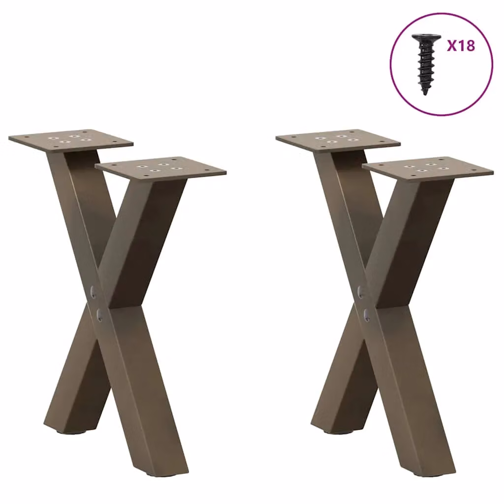 Berkfield Home X-Shaped Coffee Table Legs, 2 Pieces, Brown Steel – 2