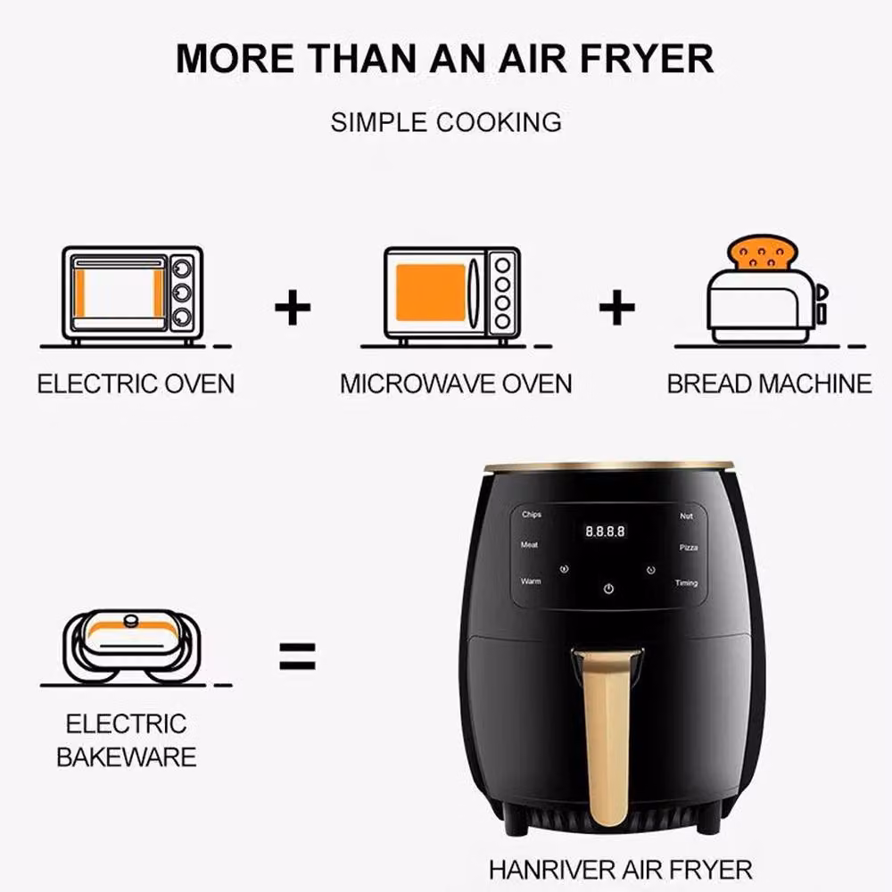 EONLION 6L LCD Digital Oil-Free Air Fryer in Black – 4