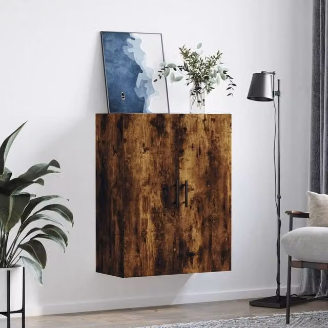 Berkfield Home Wall Mounted Smoked Oak Cabinet in Brown, W: 69.5 cm, D: 34 cm, H: 90 cm