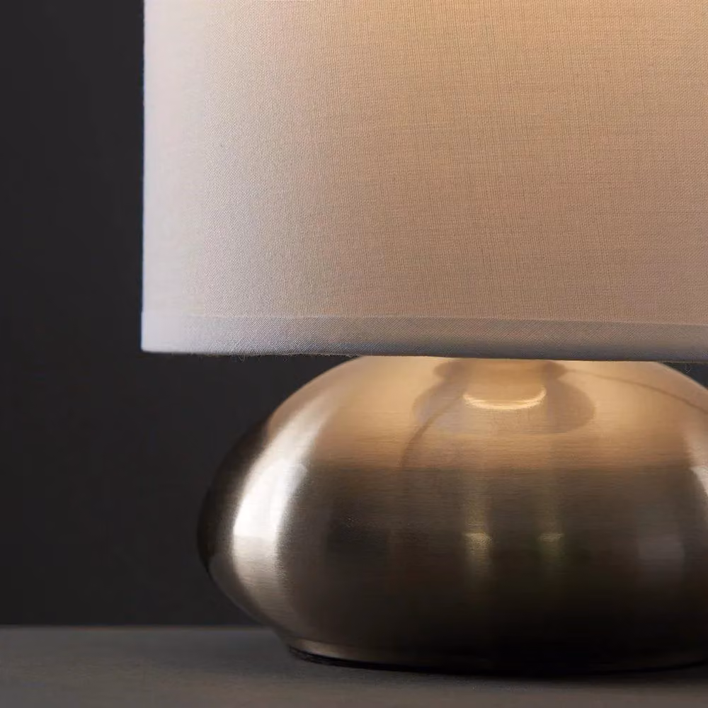 ValueLights Set of 2 Chrome Touch Table Lamps with White Fabric Shades, Dimmable – 3