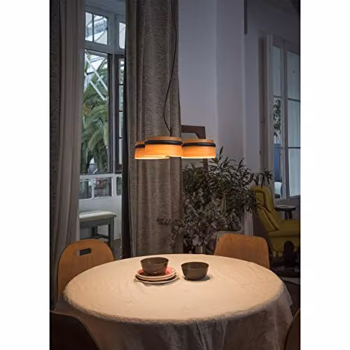 Netlighting Loop Dimmable LED 3-Light Cluster Pendant Lamp in Black and Wood – 3
