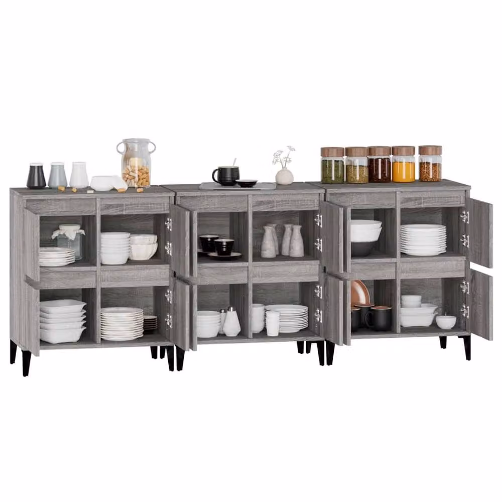 Berkfield Home Set of 3 Grey Sonoma Sideboards, W/D/H: 60 x 35 x 70 cm – 3