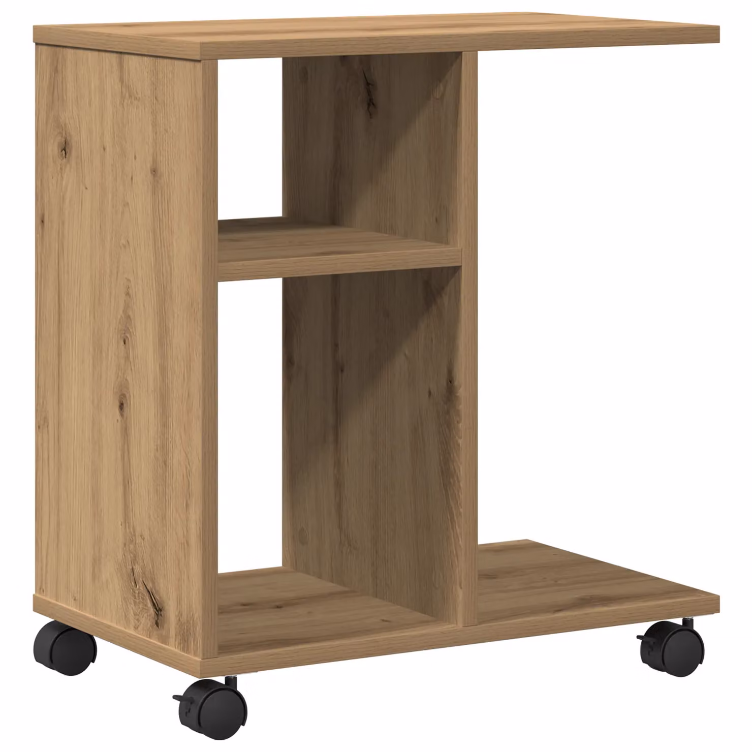 Berkfield Home Artisan Oak Side Table on Wheels in Brown, W/D/H: 50 x 30 x 55 cm – 2