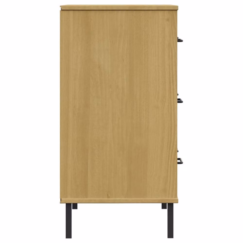 Berkfield Home Oslo Industrial Sideboard with 3 Drawers in Brown Solid Pine Wood, W/D/H: 77 x 40 x 79.5 cm – 3