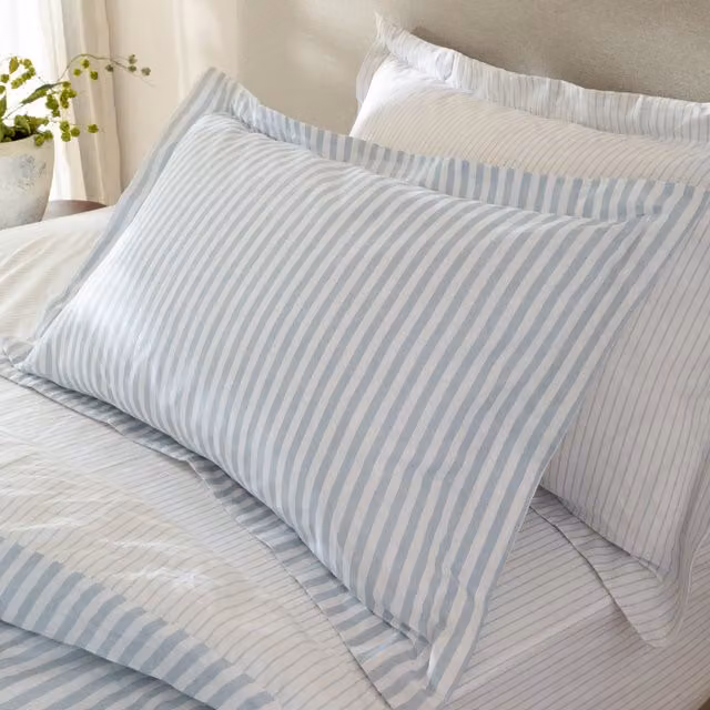 Make It A Home Hebden Melange Stripe Cotton Pillowcase Pair in Blue