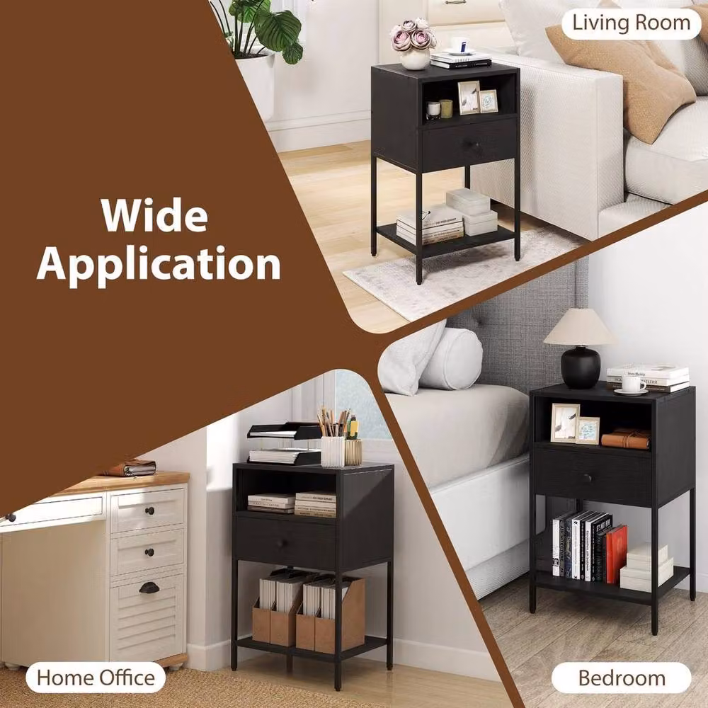 KORVIXA Black Industrial Farmhouse Accent Table and Nightstand Organizer – 5