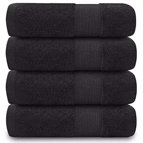 Gaveno Cavailia Premium 700 GSM Cotton Hand Towels, Black, 4 Pack – 1