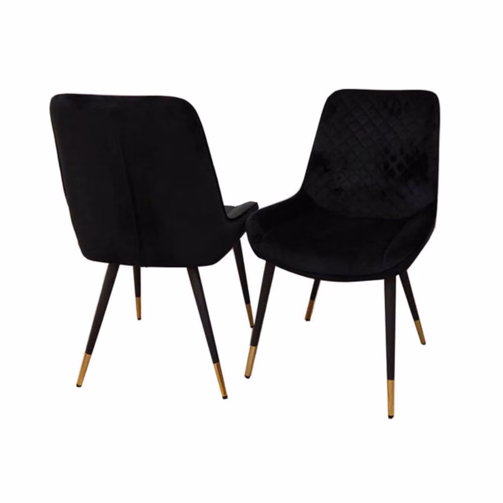 Stratus Interiors Luna Quilted Velvet Dining Chair with Black Metal Legs – 4