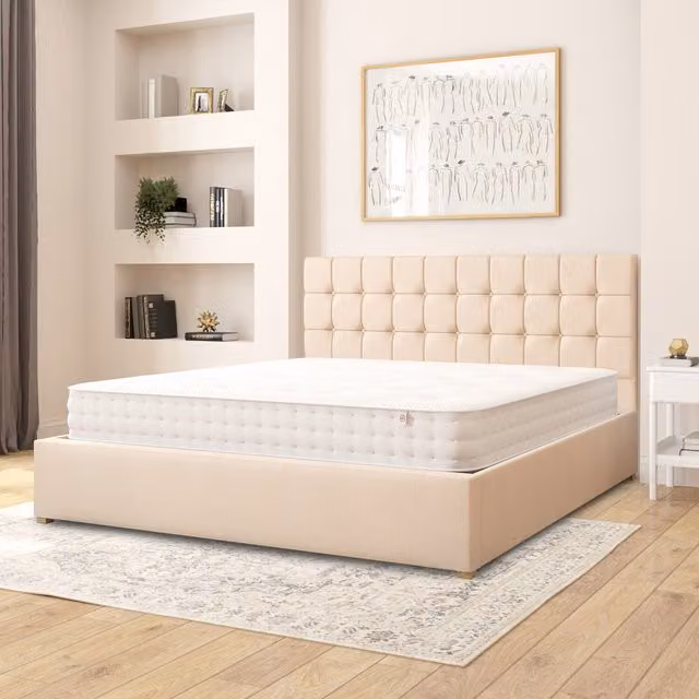 Aspire Sinatra Fabric Ottoman Storage Bed in Beige Kimiyo Linen, Superking
