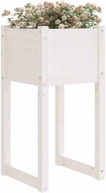 Berkfield Home White Wood Planter Tub W/D/H: 40 x 40 x 81 cm – 1