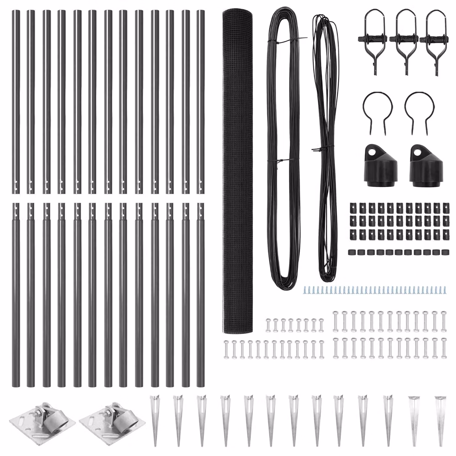 Berkfield Home Grey PVC Coated Steel Welded Wire Fence with 13 Round Spike Posts, 1.6 m x 25 m – 3